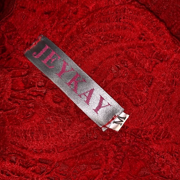 JeyKay Red Lace Bodycon Dress - Picture 5 of 7